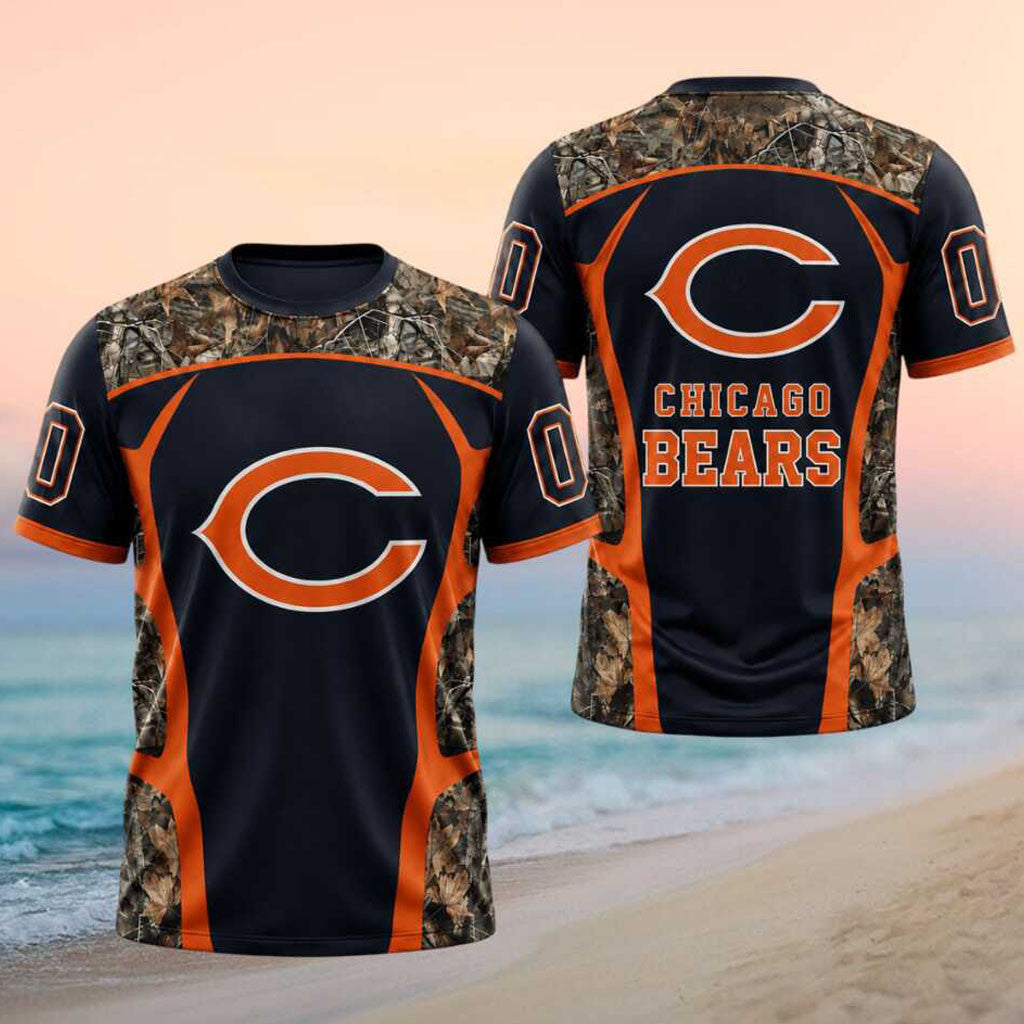 Custom Chicago Bears Football Team Camouflage T-Shirt Chicago Bears Merch Football Fans Gifts - Merchluma