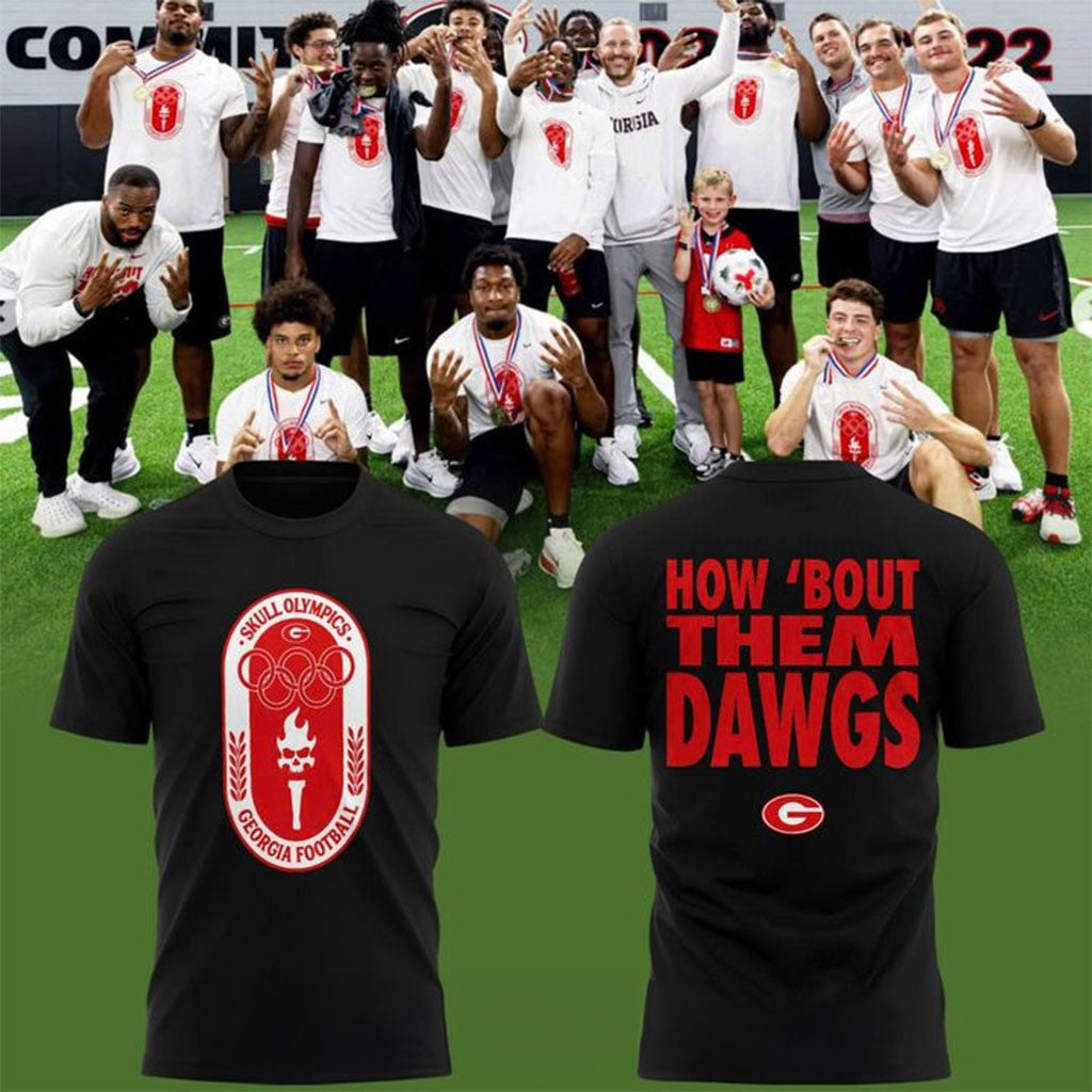 Georgia Bulldogs Skull Olympics How 'Bout Them Dawgs T-Shirt Georgia Bulldogs Merch Fan Gifts - Merchluma