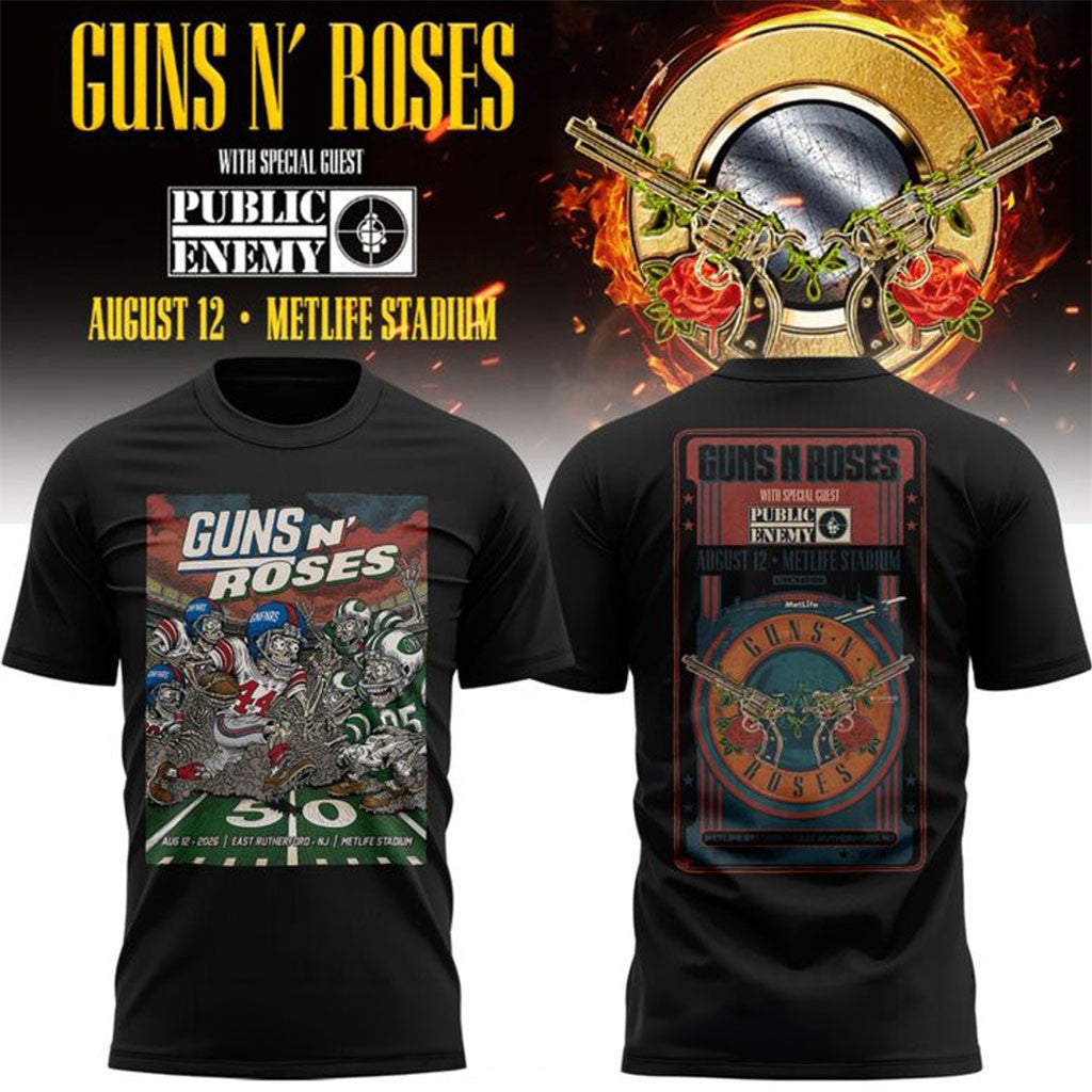 Guns N' Roses World Tour 2026 X MetLife Stadium Black Shirt GNR Merch Gift For Band Fans - Merchluma