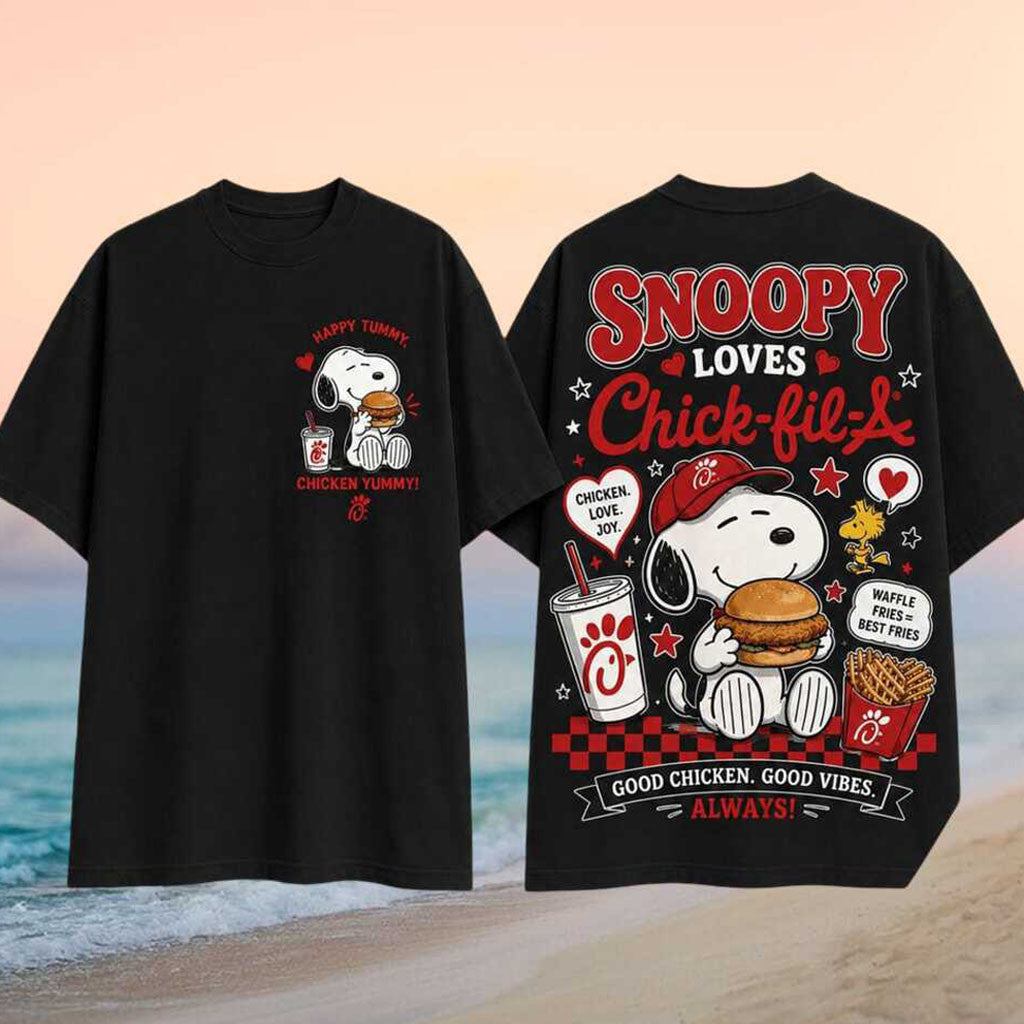 Snoopy Chick Fil A Mascot Good Vibes Foodie Shirt Snoopy Merch Presents For Friends - Merchluma