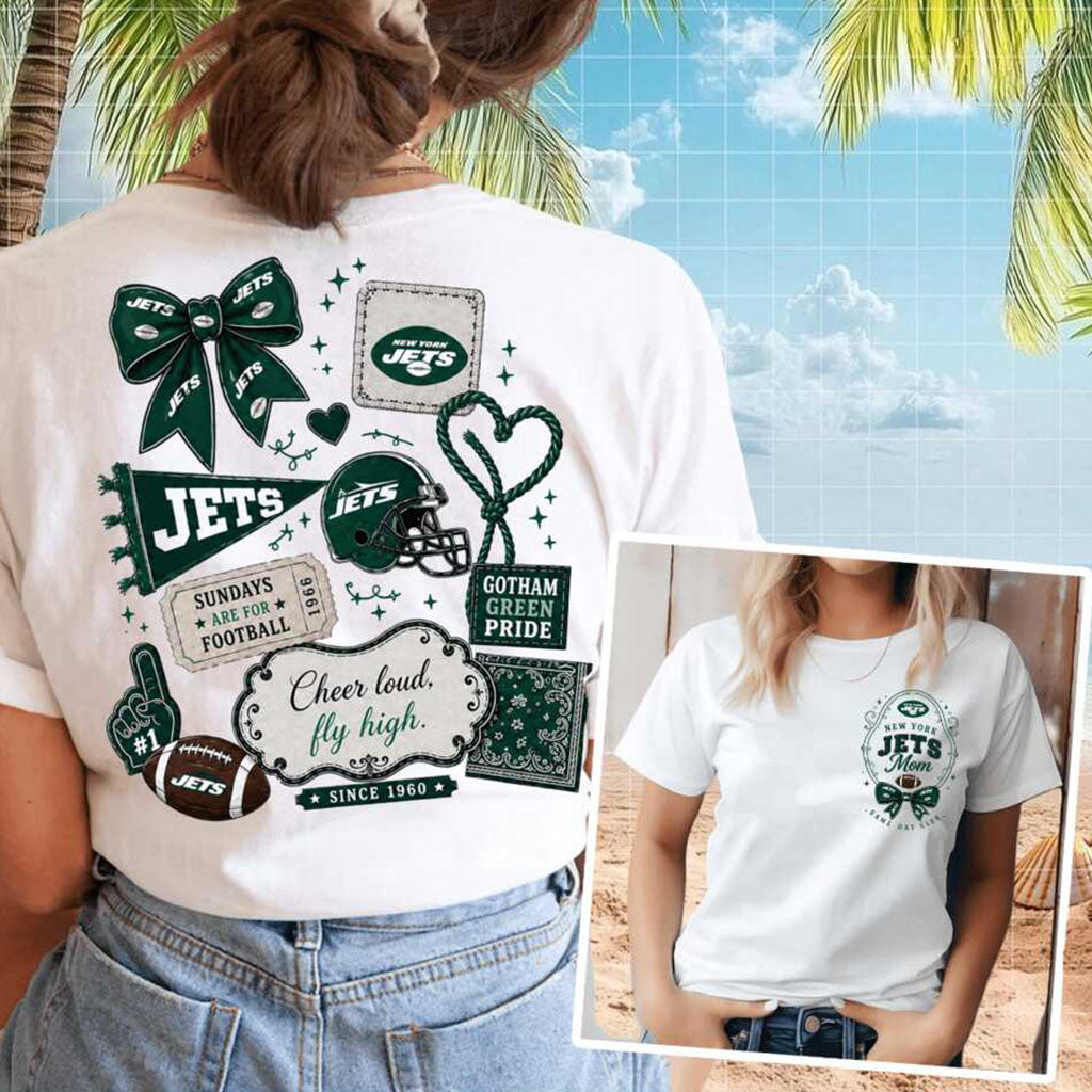 New York Jets Football Mom Game Day Coquette Bow Shirt NY Jets Merch Gift For Football Fans - Merchluma