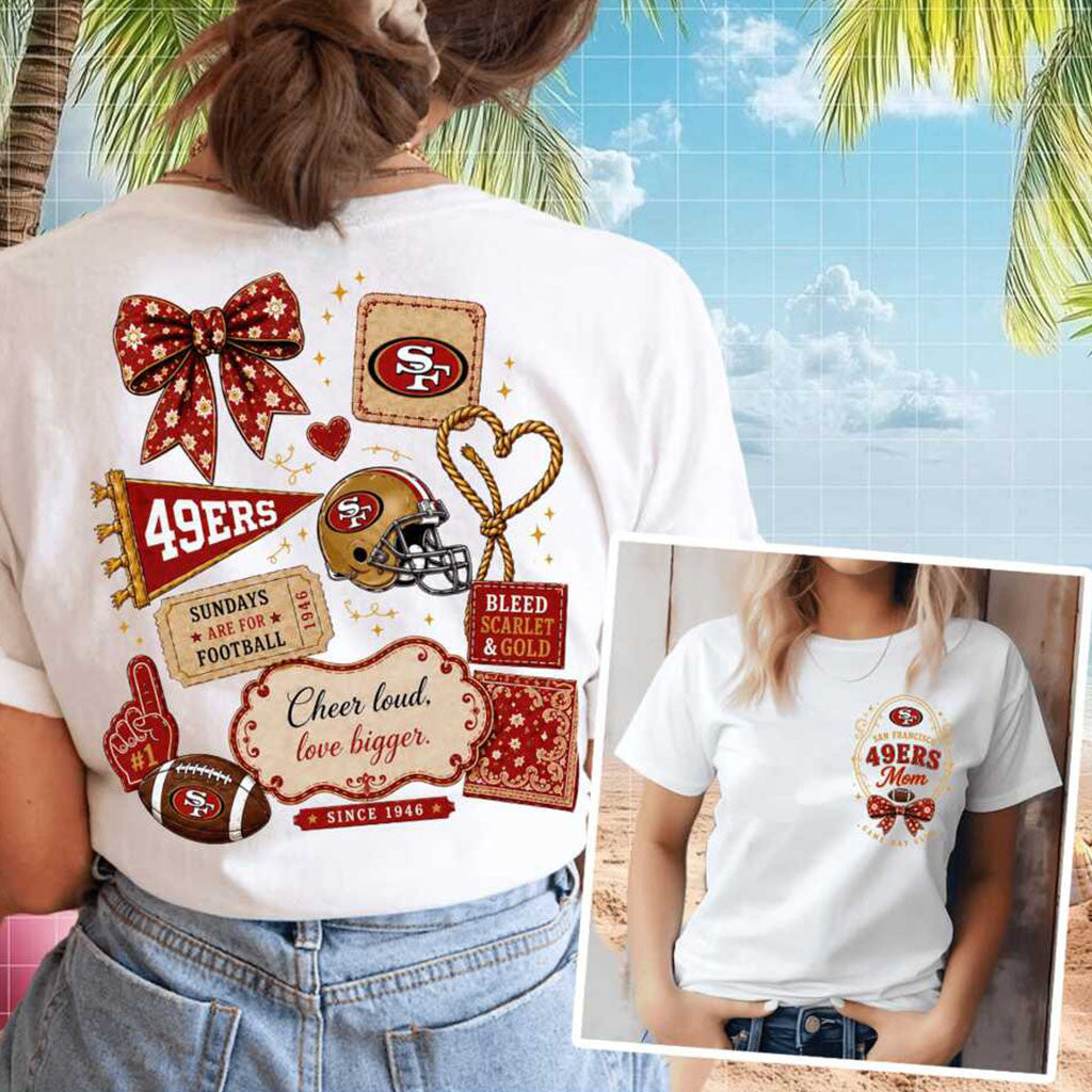 San Francisco 49ers Mom Coquette Bow Football Game Day Shirt SF 49ers Merch Gift For Mama - Merchluma