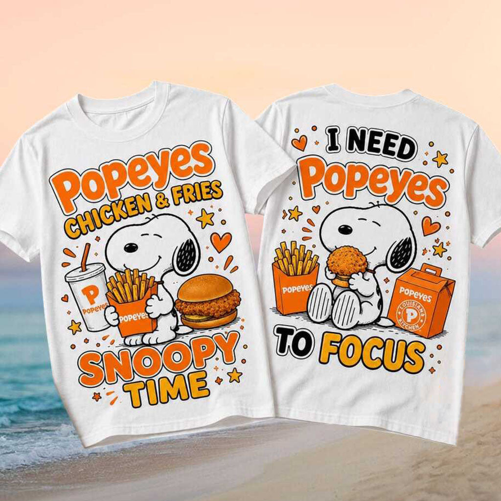 Snoopy Popeyes Chicken And Fries Fast Food Shirt Funny Snoopy Apparel Food Lovers Gifts - Merchluma