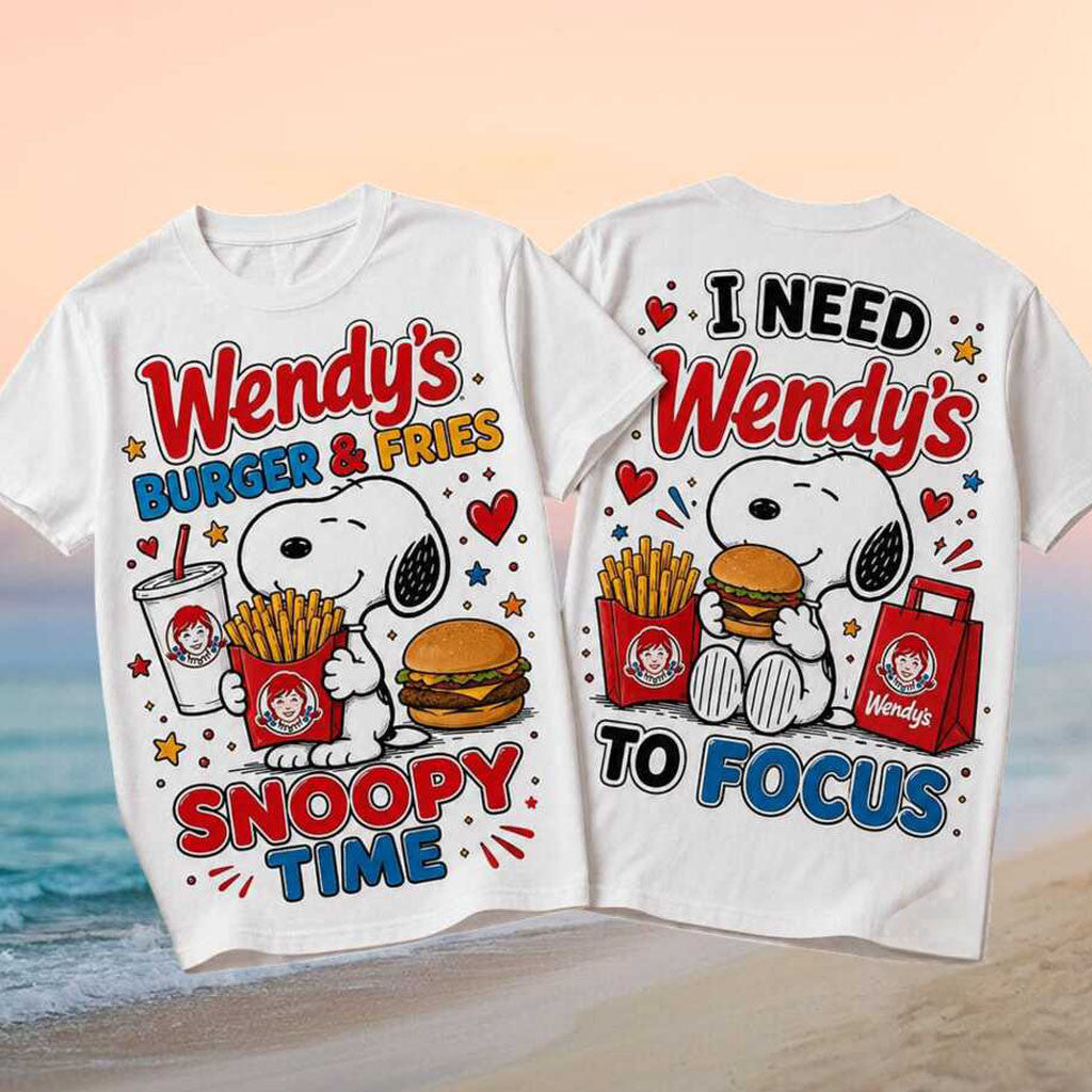 Snoopy Wendy's Burger And Fries Fast Food Shirt Funny Snoopy Clothing Foodies Gifts - Merchluma