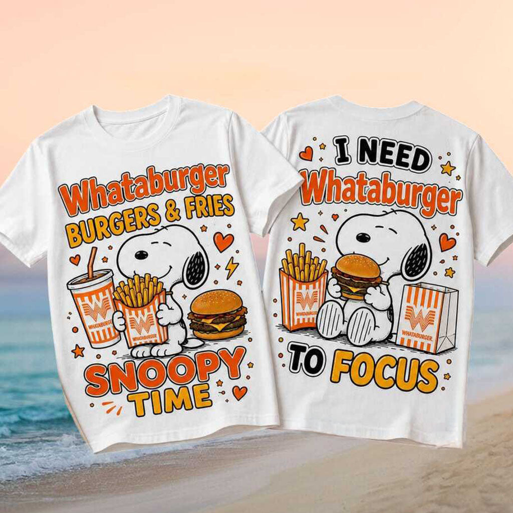 Snoopy Whataburger Burgers Fries Funny Cartoon Shirt Snoopy Clothing Burgers Lovers Gifts - Merchluma