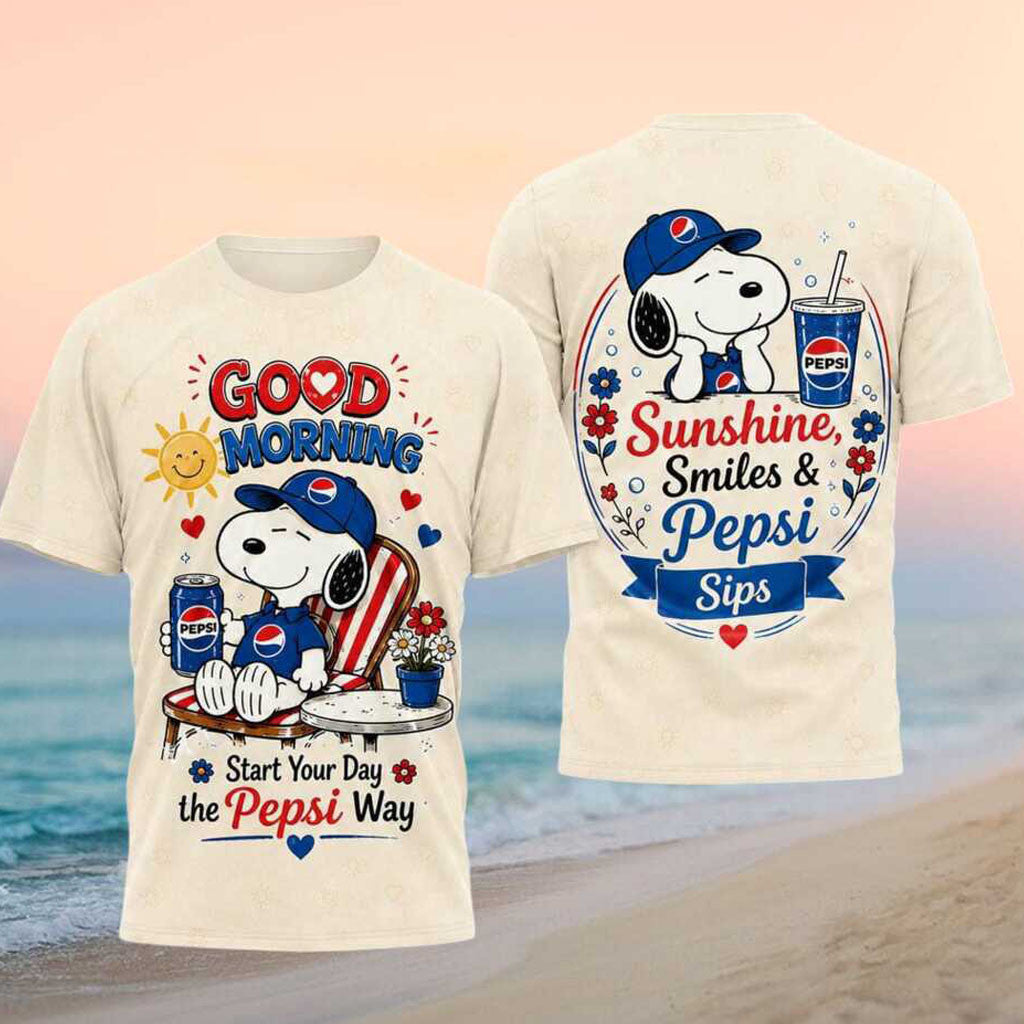 Pepsi Snoopy Good Morning Sunshine Soda Shirt Start Your Day The Pepsi Way Tee Gift For BFF - Merchluma
