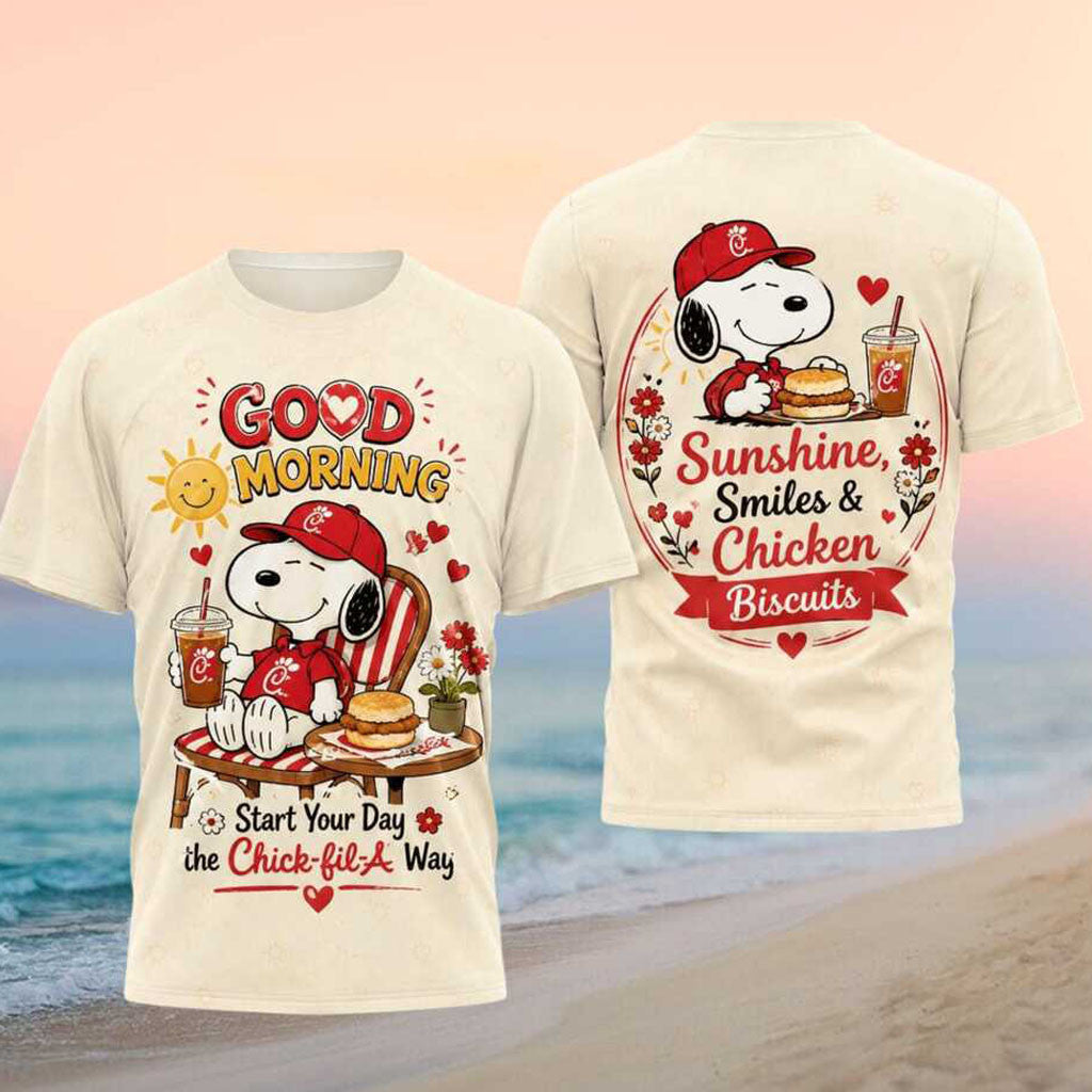 Snoopy Chick fil A Good Morning Sunshine Chicken Biscuits Shirt Chick fil A Merch Useful Gifts - Merchluma