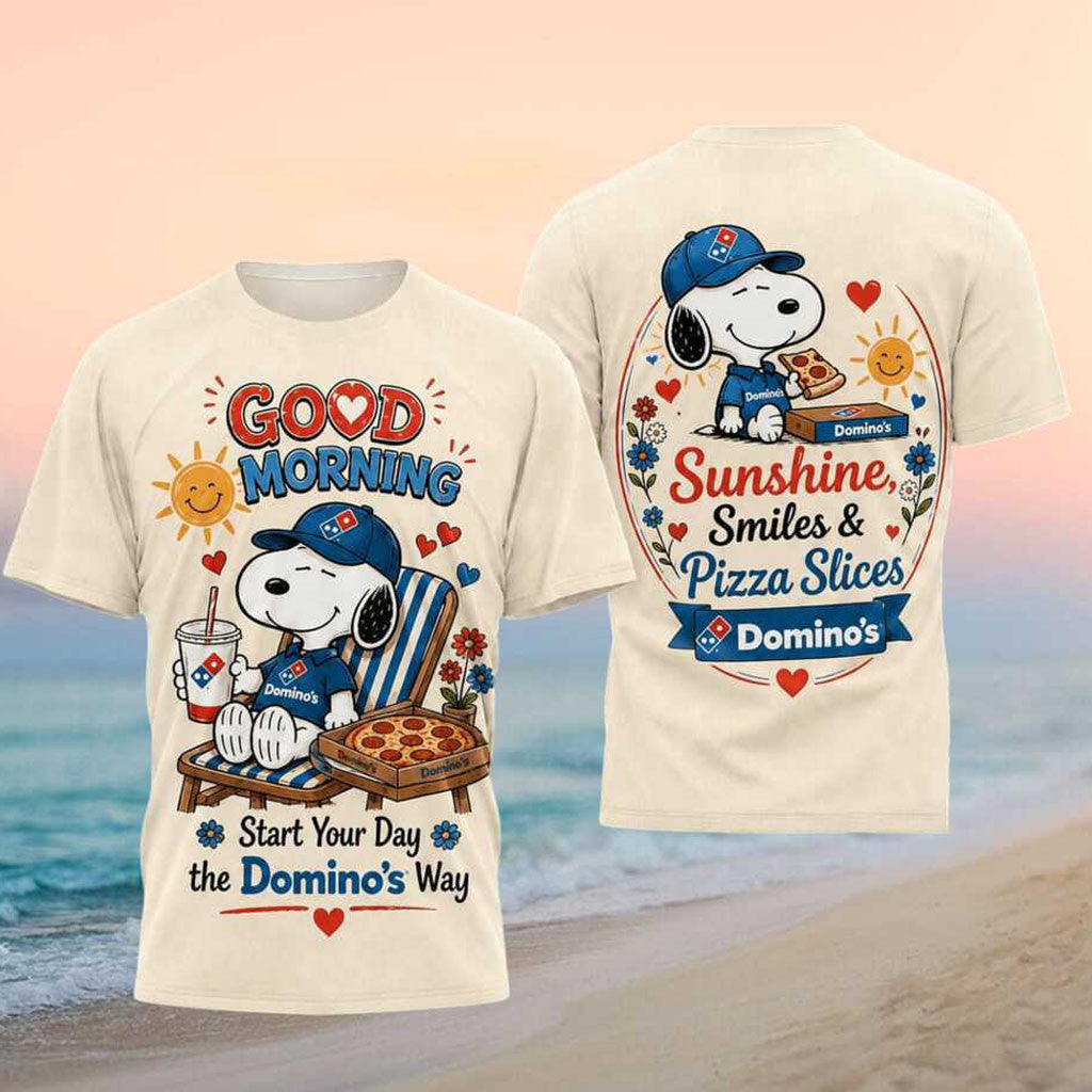 Snoopy Dominos Good Morning Sunshine Pizza Slices Breakfast Shirt Dominos Merch Present For BFF - Merchluma