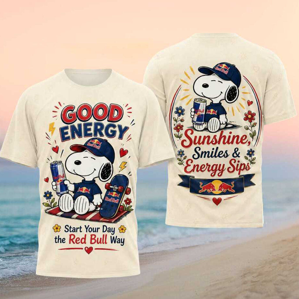 Snoopy Red Bull Energy Drink Skateboarding Morning Shirt Birthday Gift For Brothers - Merchluma