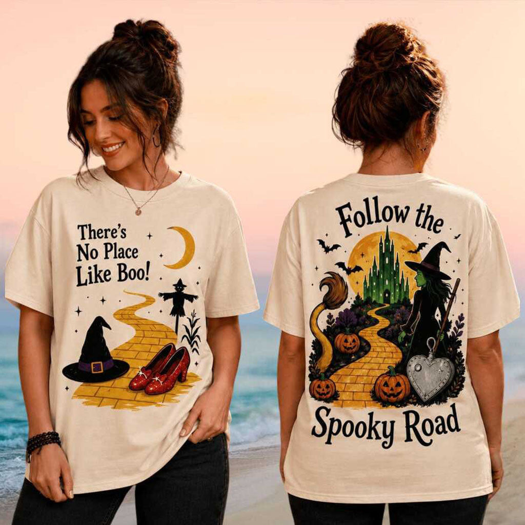Wizard of Oz Witch Yellow Brick Road Halloween No Place Like Boo Shirt Movie Quote Halloween Tees - Merchluma