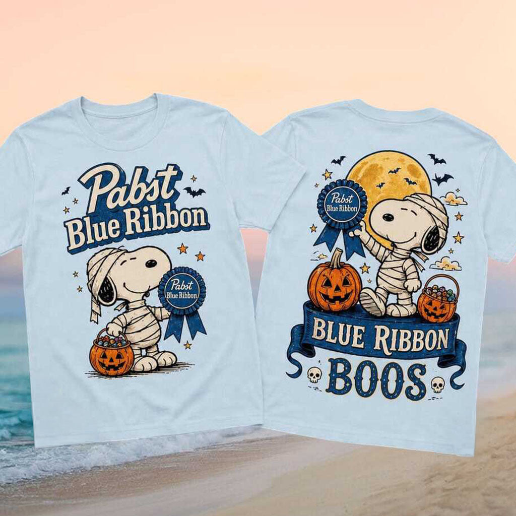Pabst Blue Ribbon Snoopy Mummy Halloween Blue Ribbon Boos Shirt Pabst Blue Ribbon Merch - Merchluma