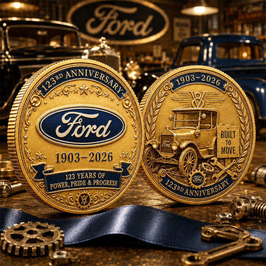 Ford 123rd Anniversary Crest Commemorative Coin Built To Move Coin Meaningful Gift For Dad - Merchluma