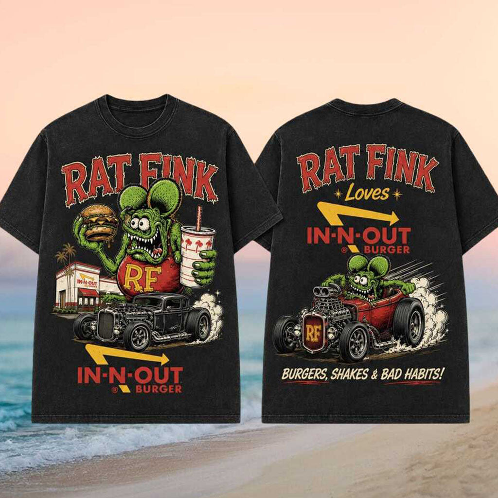 Rat Fink Loves In N Out Burger Hot Rod Car Wash Shirt Rat Fink Merch Fan Gifts - Merchluma