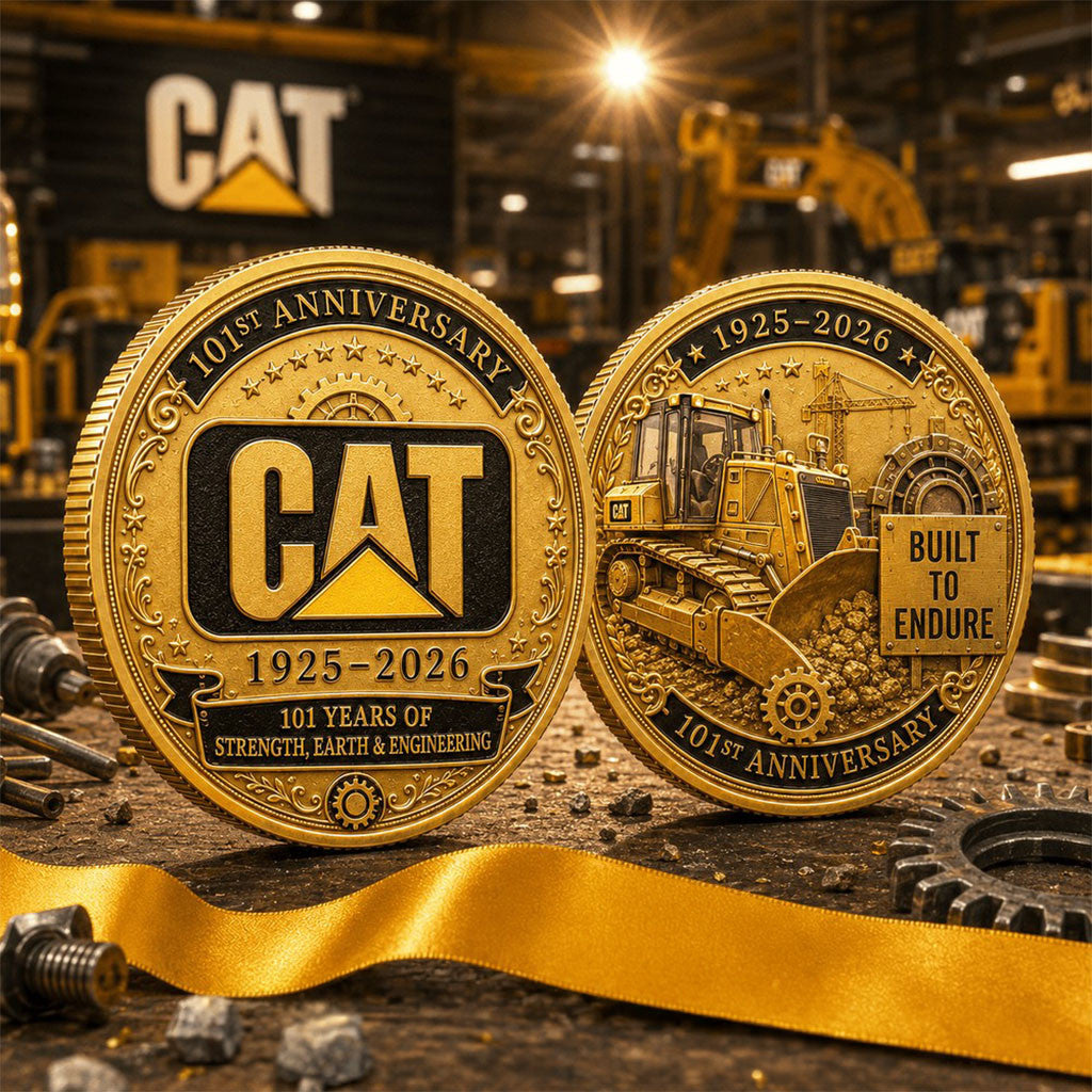 CAT 101st Anniversary Emblem Commemorative Coin Built To Endure Coin Present For Fathers - Merchluma
