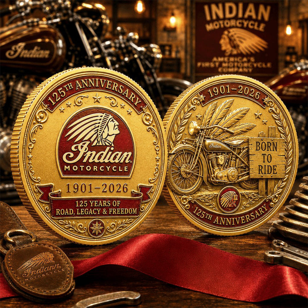 Indian Motorcycle 125th Anniversary Commemorative Coin Born To Ride Coin Gift For Brothers - Merchluma