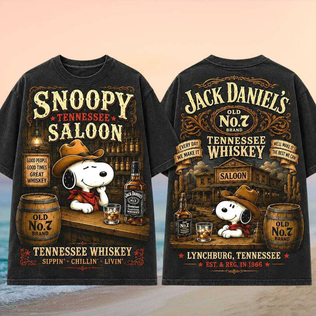 Snoopy Tennessee Saloon Whisky Western Vintage Wash Shirt Snoopy Merch Gifts For Brother - Merchluma