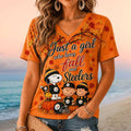 Just A Girl Who Loves Fall And Steelers Peanuts Characters V-Neck Shirt Steelers Merch Gifts - Merchluma