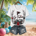 Atlanta Falcons Merc Benz Stadium Floral V-Neck Shirt Atlanta Falcons Merch Gifts For Fans - Merchluma