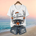 Denver Broncos Stadium Floral Wreath Go Broncos Football V-Neck Shirt Denver Football Merch - Merchluma
