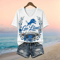 Detroit Lions Stadium Floral Wreath Go Lions Football V-Neck Shirt Detroit Football Merchv - Merchluma