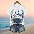 Indianapolis Colts Football Stadium Floral Wreath V-Neck Shirt Colts Merch Gifts For Fans - Merchluma