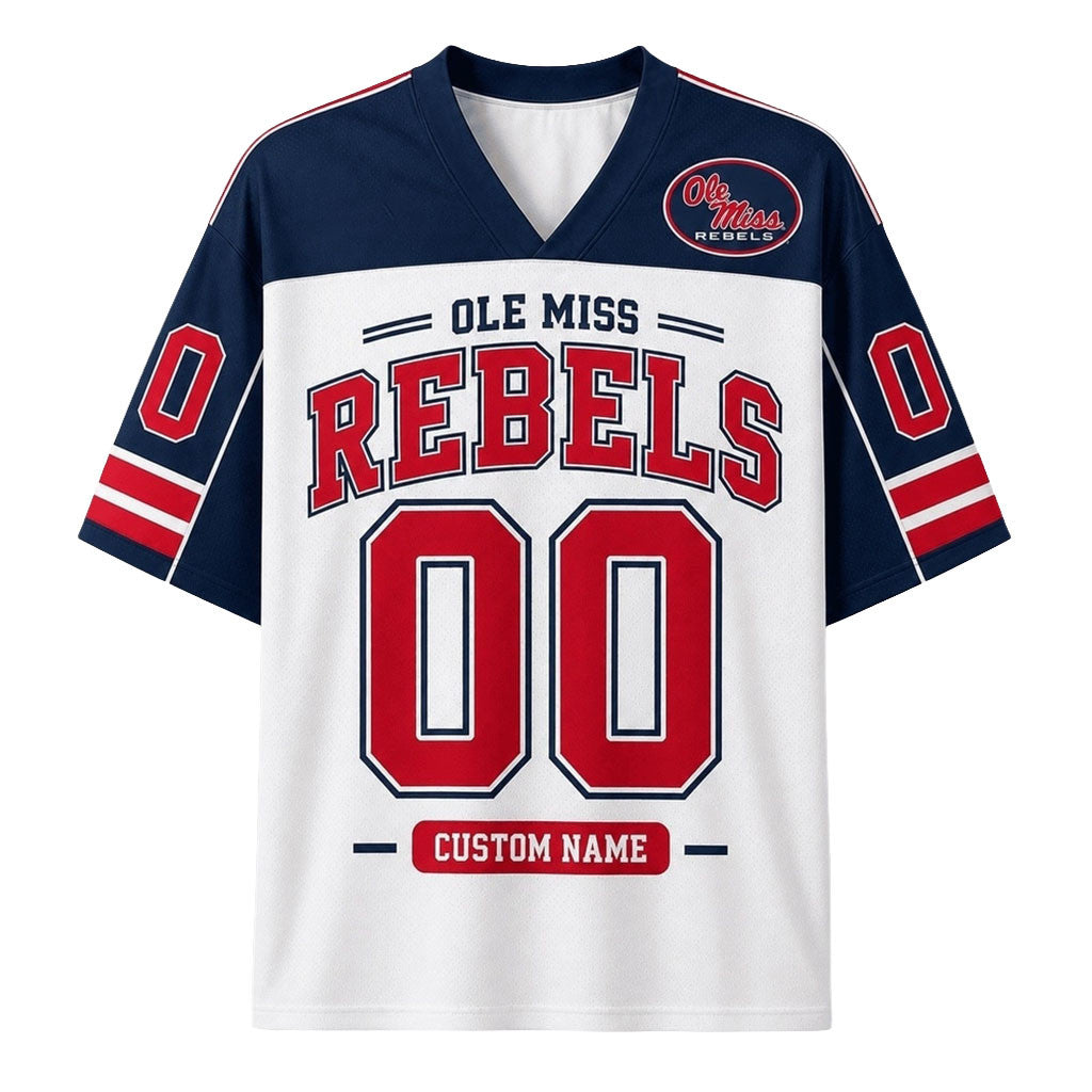 Custom Ole Miss Rebels Jersey Football Game Day Apparel Ole Miss Rebels Fans Gifts - Merchluma