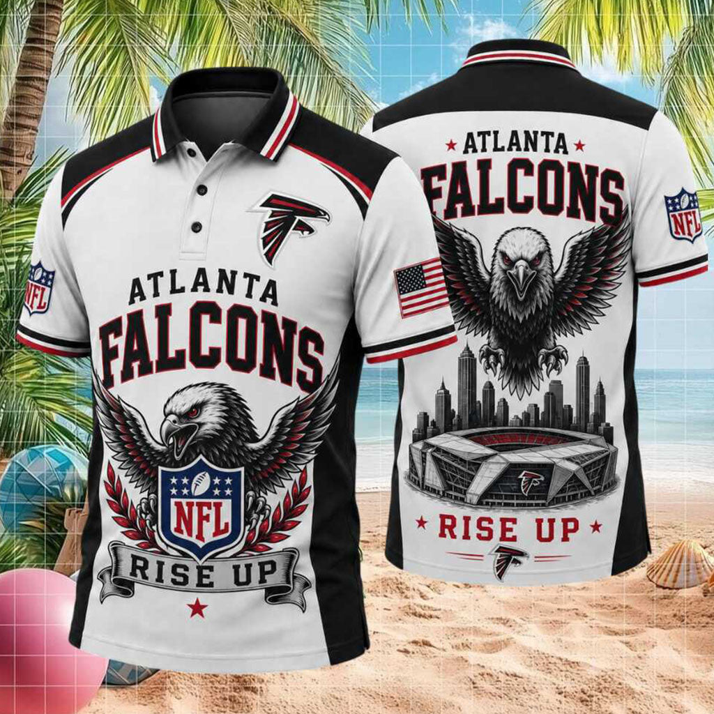 Atlanta Falcons Rise Up Stadium Skyline Polo Shirt Game Day Outfit Atlanta Falcons Lovers Gifts - Merchluma