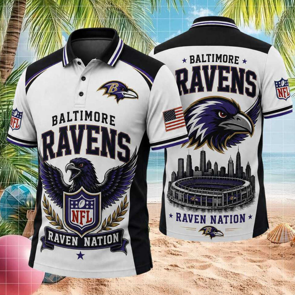 Baltimore Ravens Raven Nation Stadium Polo Shirt Gameday Clothes Football Lovers Gifts - Merchluma