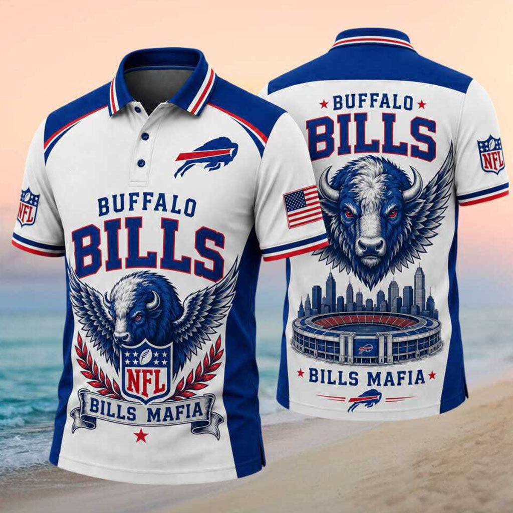 Buffalo Bills Merch Bills Mafia Stadium Skyline Polo Shirt Game Day Apparel Gift Ideas - Merchluma