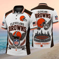 Cleveland Browns Merch Dawg Pound Stadium Skyline Polo Shirt Cleveland Browns Fans Gifts - Merchluma