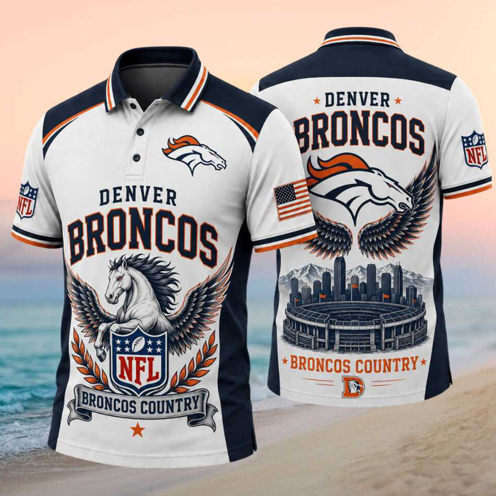 Denver Broncos Football Stadium Polo Shirt Denver Broncos Merch Gifts For Football Lovers - Merchluma