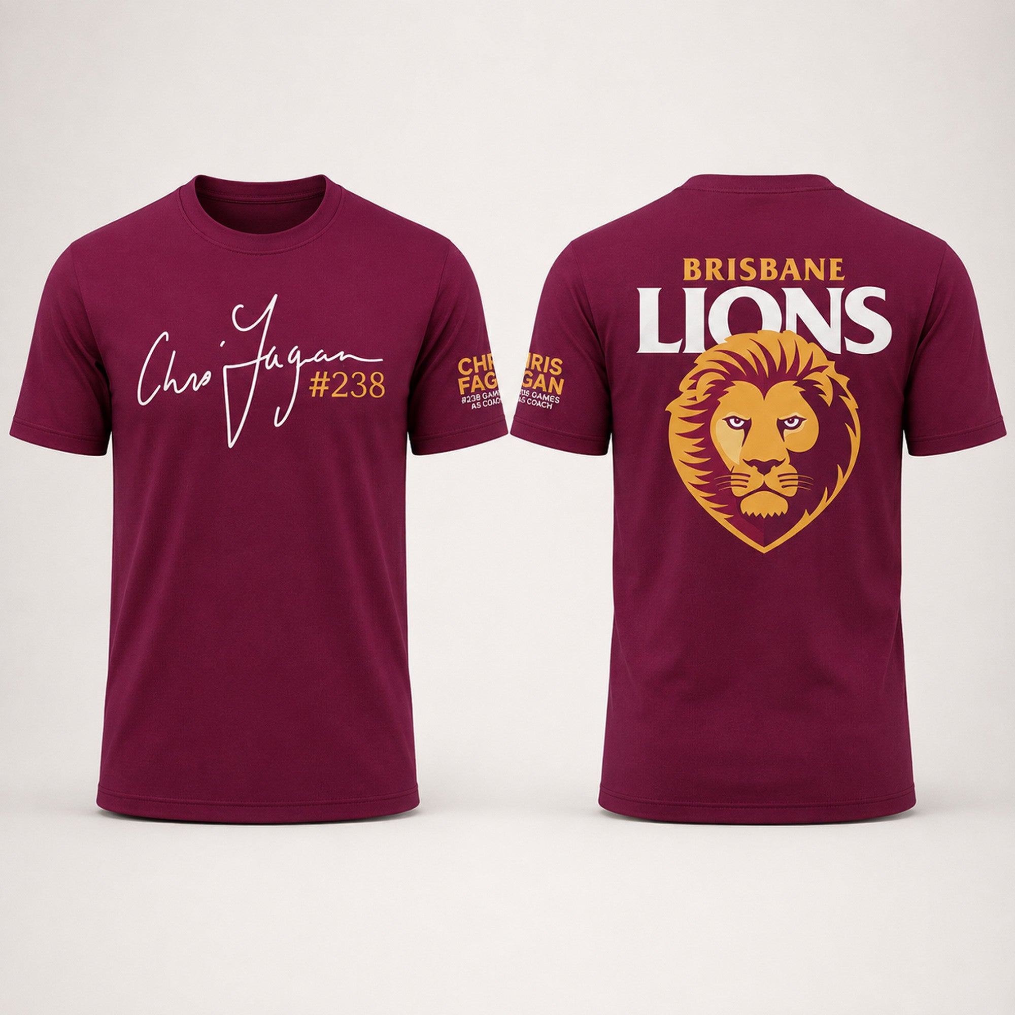 Brisbane Lions Chris Fagan 238 Games Shirt Brisbane Lions Merch Football Fan Gift Ideas - Merchluma