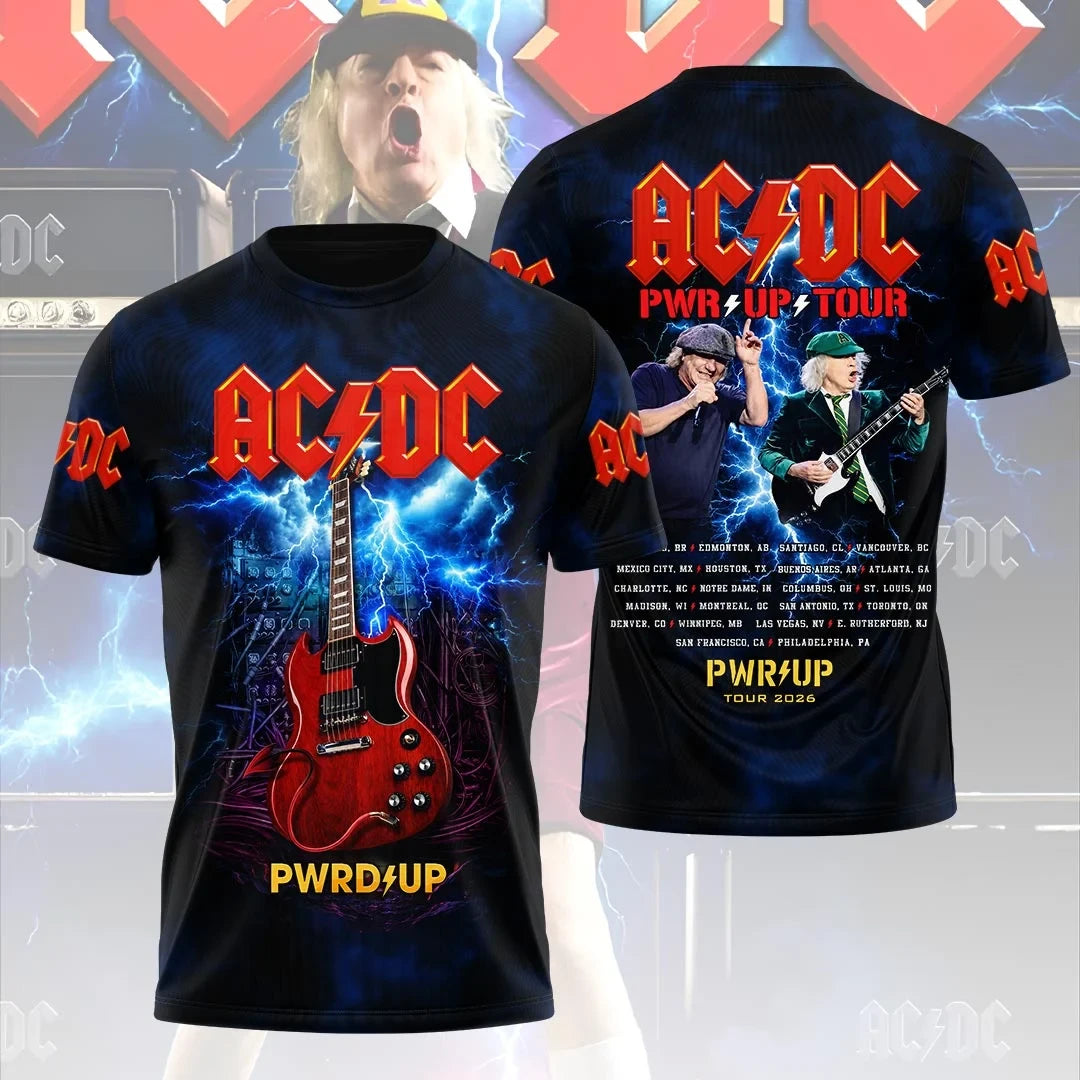 ACDC Merch ACDC PWRD UP Tour 2026 T-Shirt Birthday Gift For Husband - Merchluma