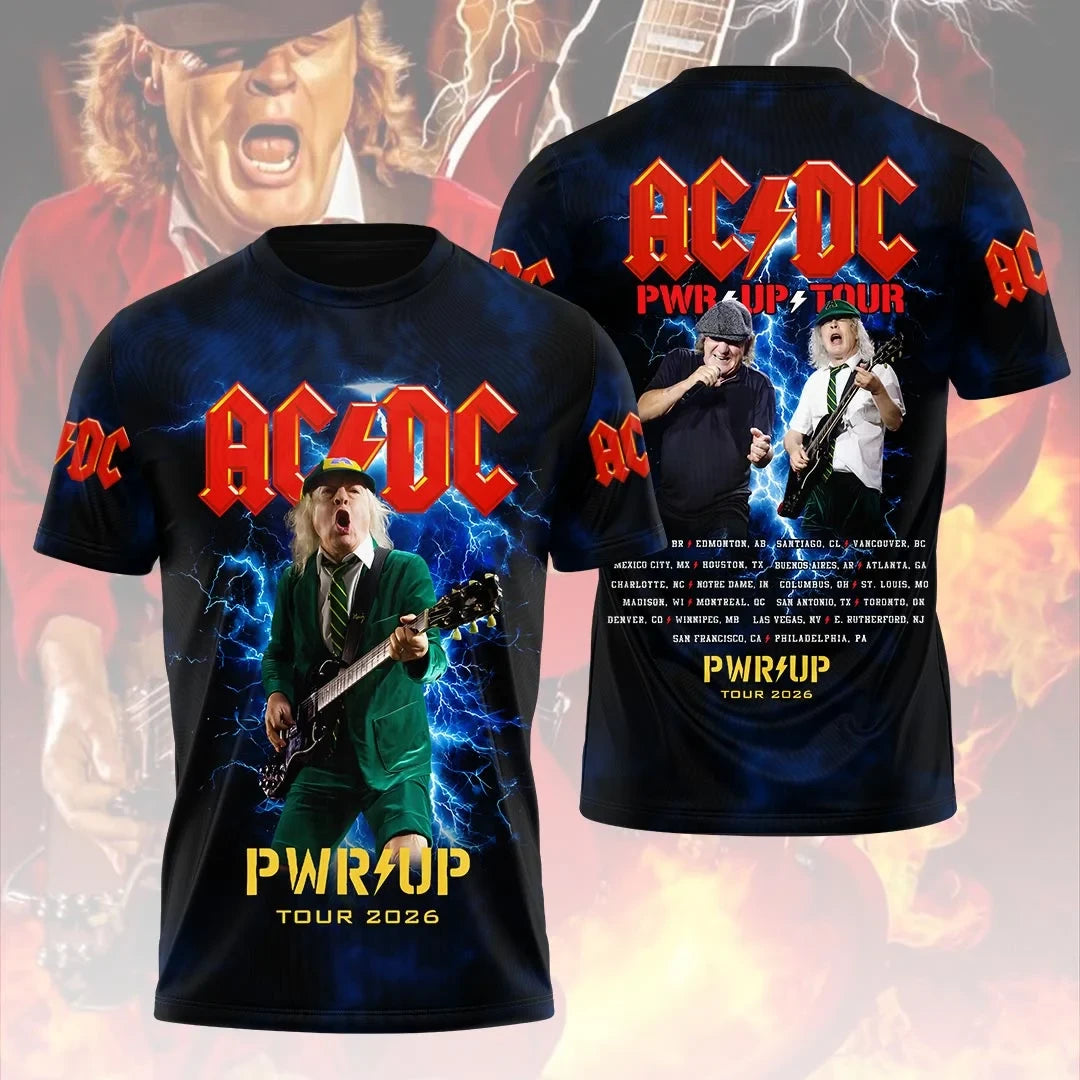 ACDC Merch ACDC PWRD UP Tour 2026 T-Shirt Gift Ideas For Husband - Merchluma