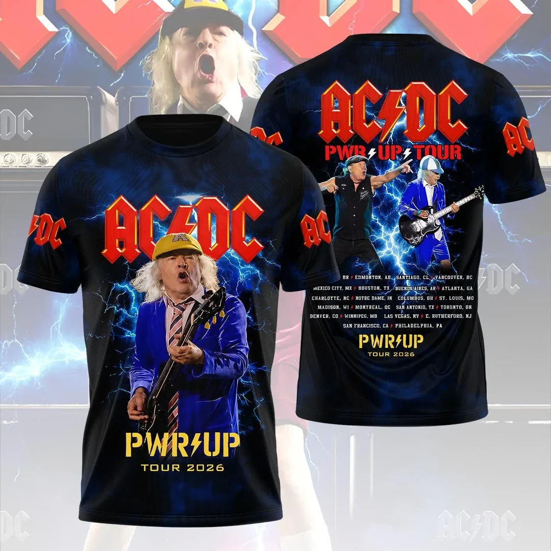 ACDC Pwr Up World Tour 2026 T-Shirt ACDC Concert Shirt Gifts Ideas For Rock Lovers - Merchluma
