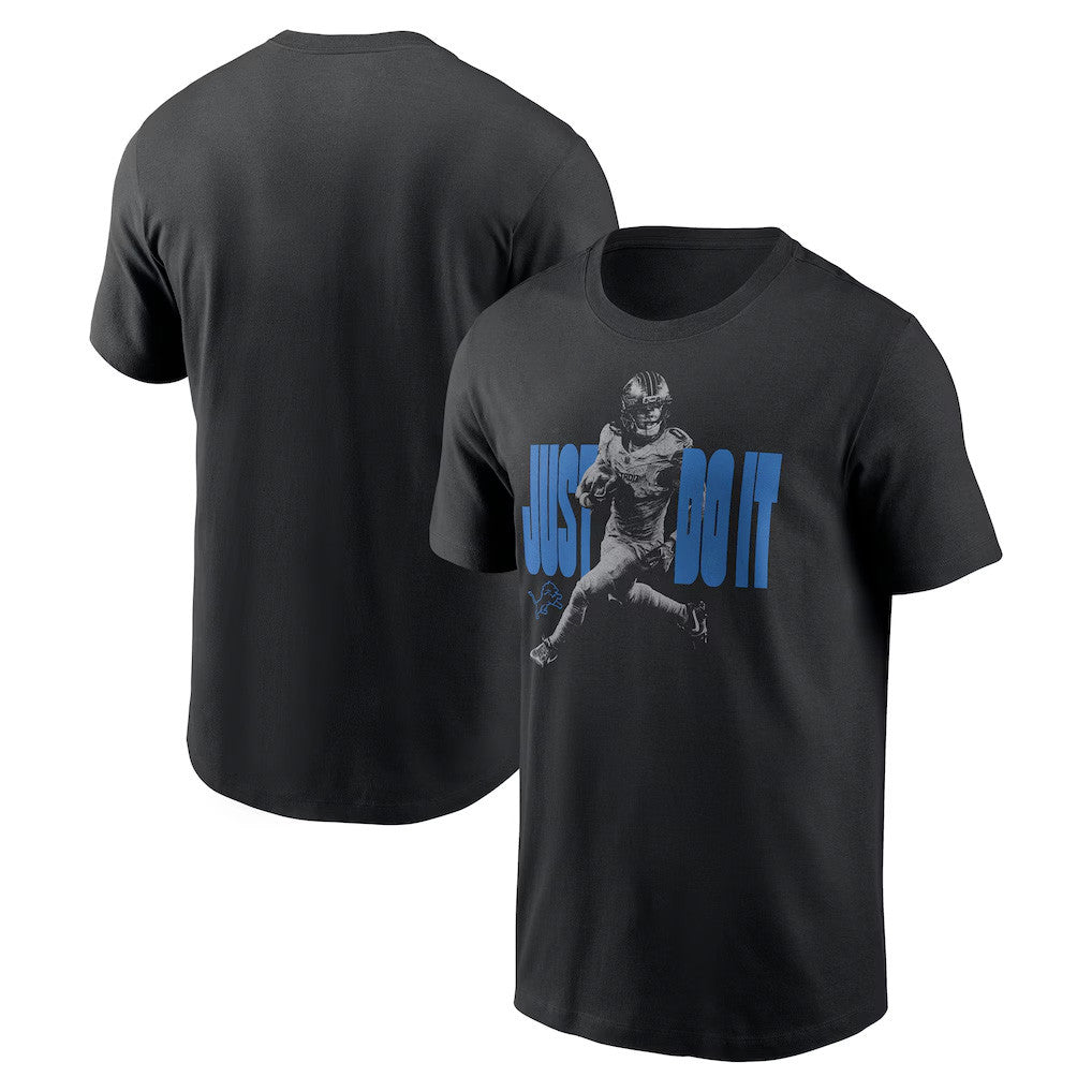 Detroit Lions Merch 2026 Jahmyr Gibbs Detroit Lions Just Do It T-Shirt Black Football Fan Gear - Merchluma