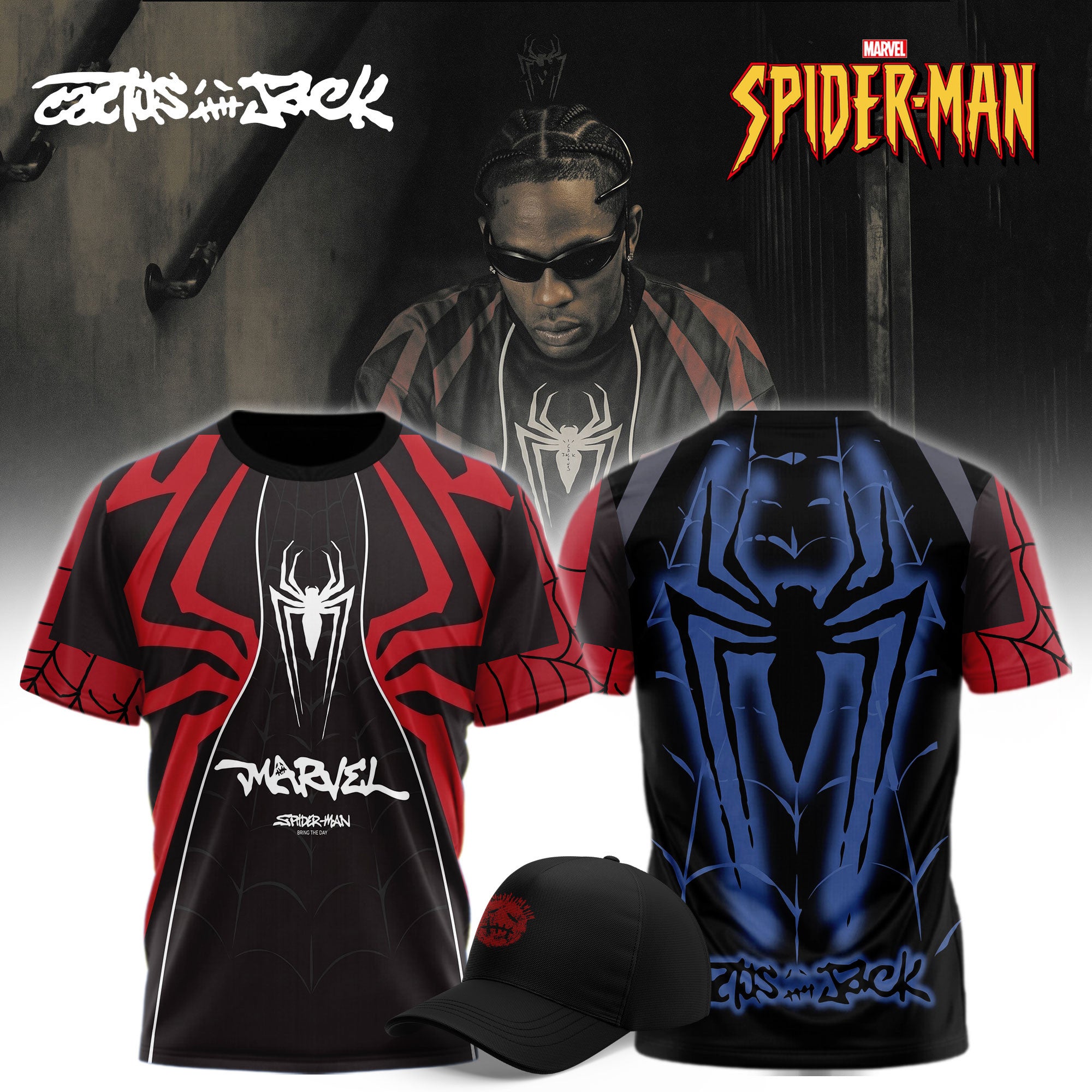 Cactus Jack x SPIDER-MAN Brand New Day T-Shirt Travis Scott Merch Boyfriend Gifts - Merchluma