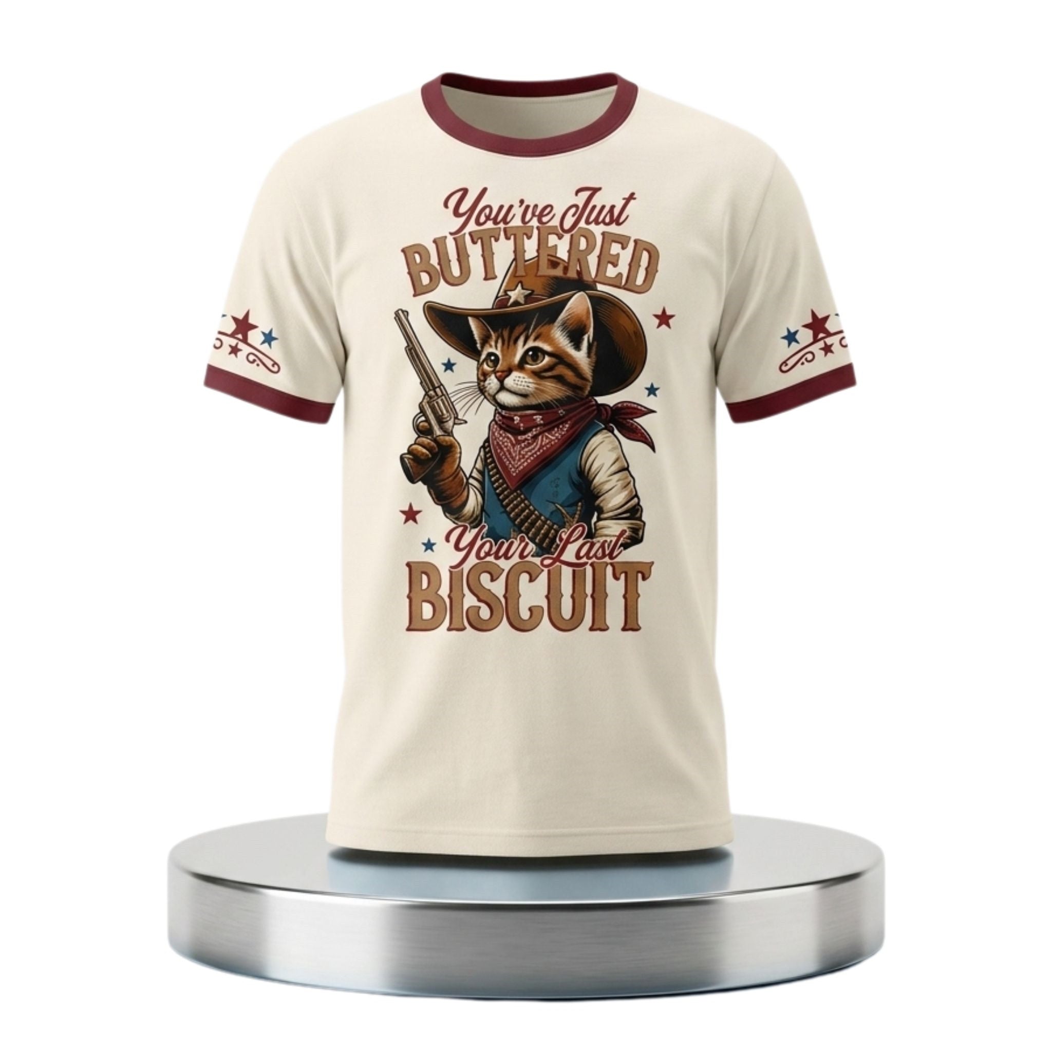 Cowboy Cat You've Just Buttered Your Last Biscuit Shirt Funny T-Shirt Gifts For Him - Merchluma