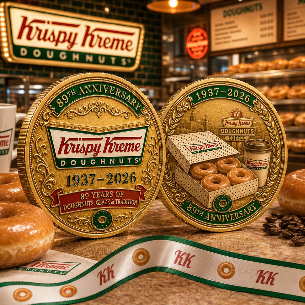 Krispy Kreme 89th Anniversary Vintage Doughnut Box Commemorative Coin Present For Friends - Merchluma