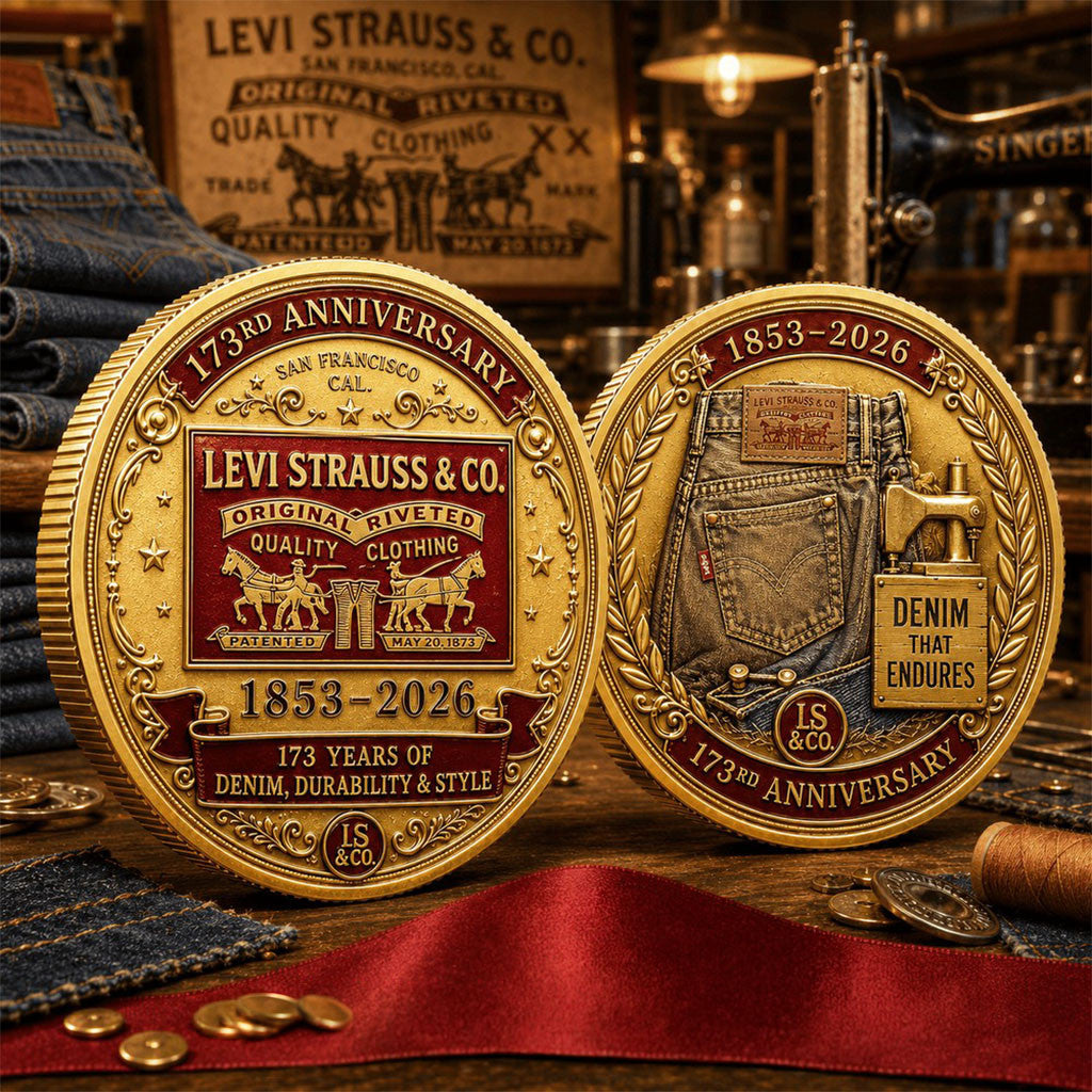 Levi Strauss 173rd Anniversary Crest Commemorative Coin Denim That Endures Coin Best Gifts - Merchluma