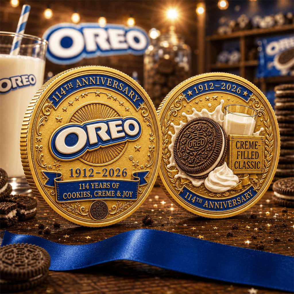 Oreo 114th Anniversary Commemorative Coin Creme Filled Classic Coin Oreo Merch Best Gifts - Merchluma