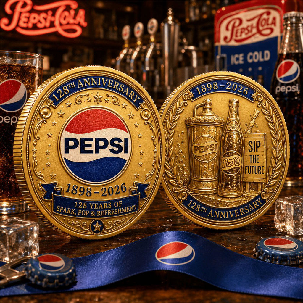 Pepsi 128th Anniversary Retro Commemorative Coin Sip The Future Coin Gift For Friends - Merchluma