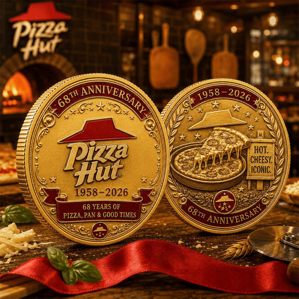 Pizza Hut 68th Anniversary Red Hat Commemorative Coin Hot Cheesy Iconic Coin Gift For Friends - Merchluma