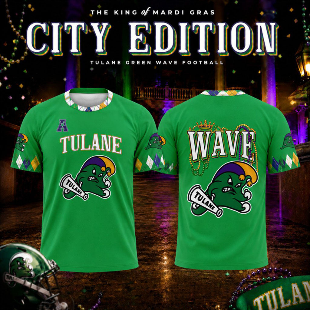 Tulane Green Wave Mardi Gras City Edition T-Shirt Tulane Green Wave Merch Football Fan Gifts - Merchluma