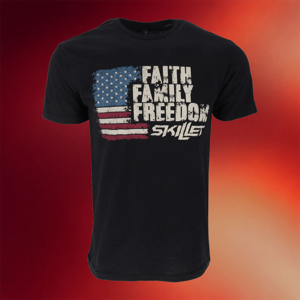 Skillet Merch 2026 Faith Family Freedom T-Shirt Patriotic Shirt Gift For Rock Fans - Merchluma