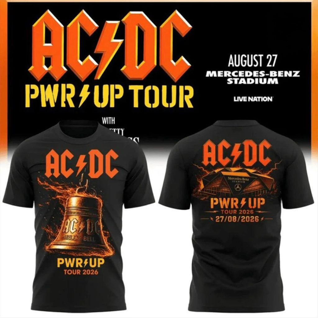 AC DC PWR UP Tour 2026 Merch Mercedes-Benz Stadium Concert T-Shirt Gift For Band Fans - Merchluma