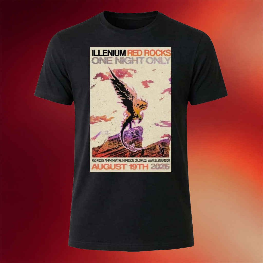 Illenium Merch 2026 Illenium Red Rocks Amphitheatre Morrison August 19 Event Poster T-Shirt - Merchluma