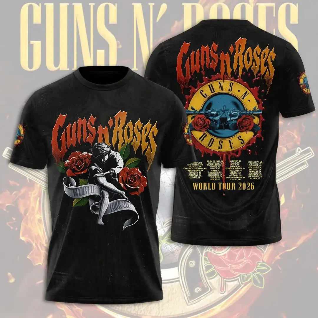 Guns N Roses World Tour 2026 T-Shirt Guns N Roses Merch Birthday Gift For BFF - Merchluma