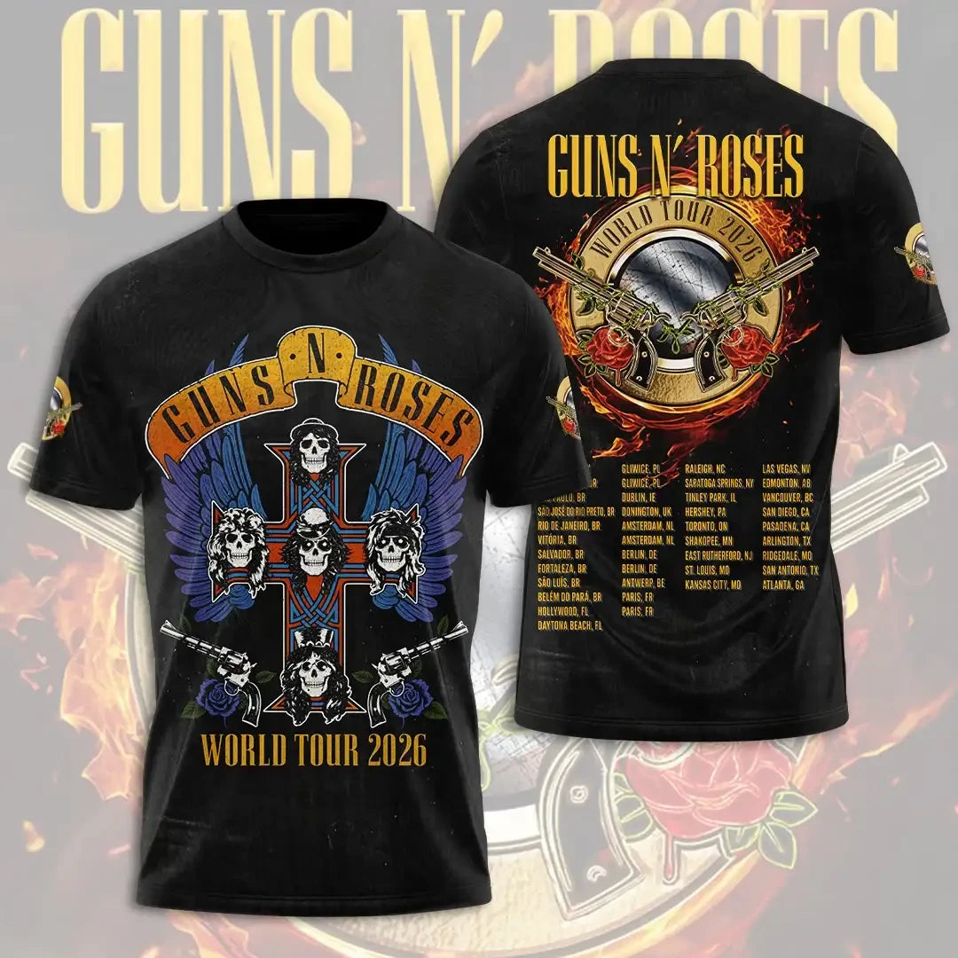 Guns N Roses World Tour 2026 T-Shirt Guns N Roses Merch Gift Ideas For Husband - Merchluma