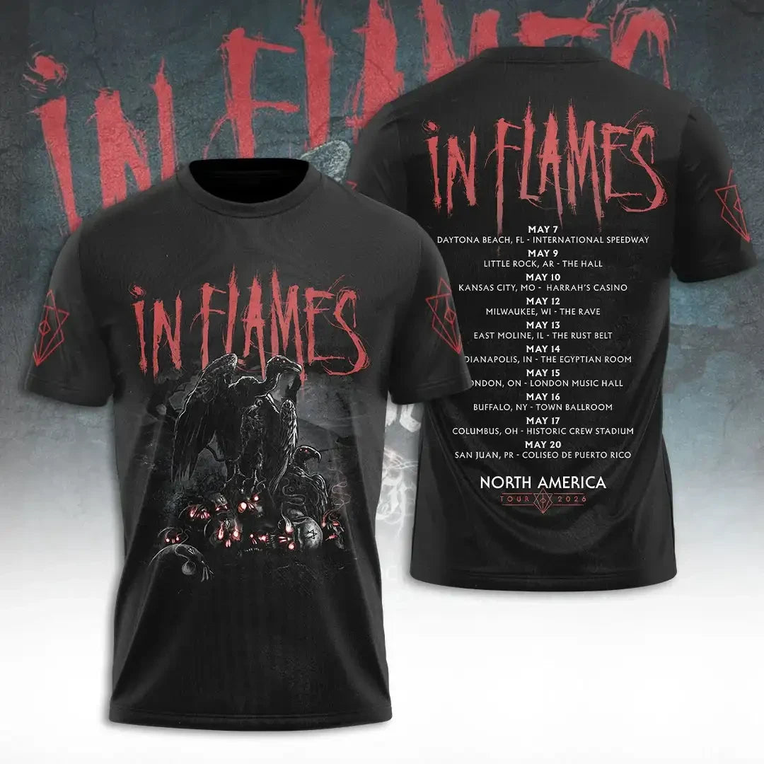 In Flames North America Tour 2026 T-Shirt In Flames Merch Gifts For Music Lovers - Merchluma